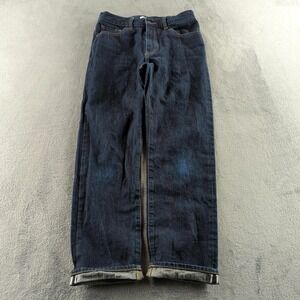 Uniqlo U Jeans Mens 29 Blue Dark Wash Regular Straight Selvedge Denim Pants